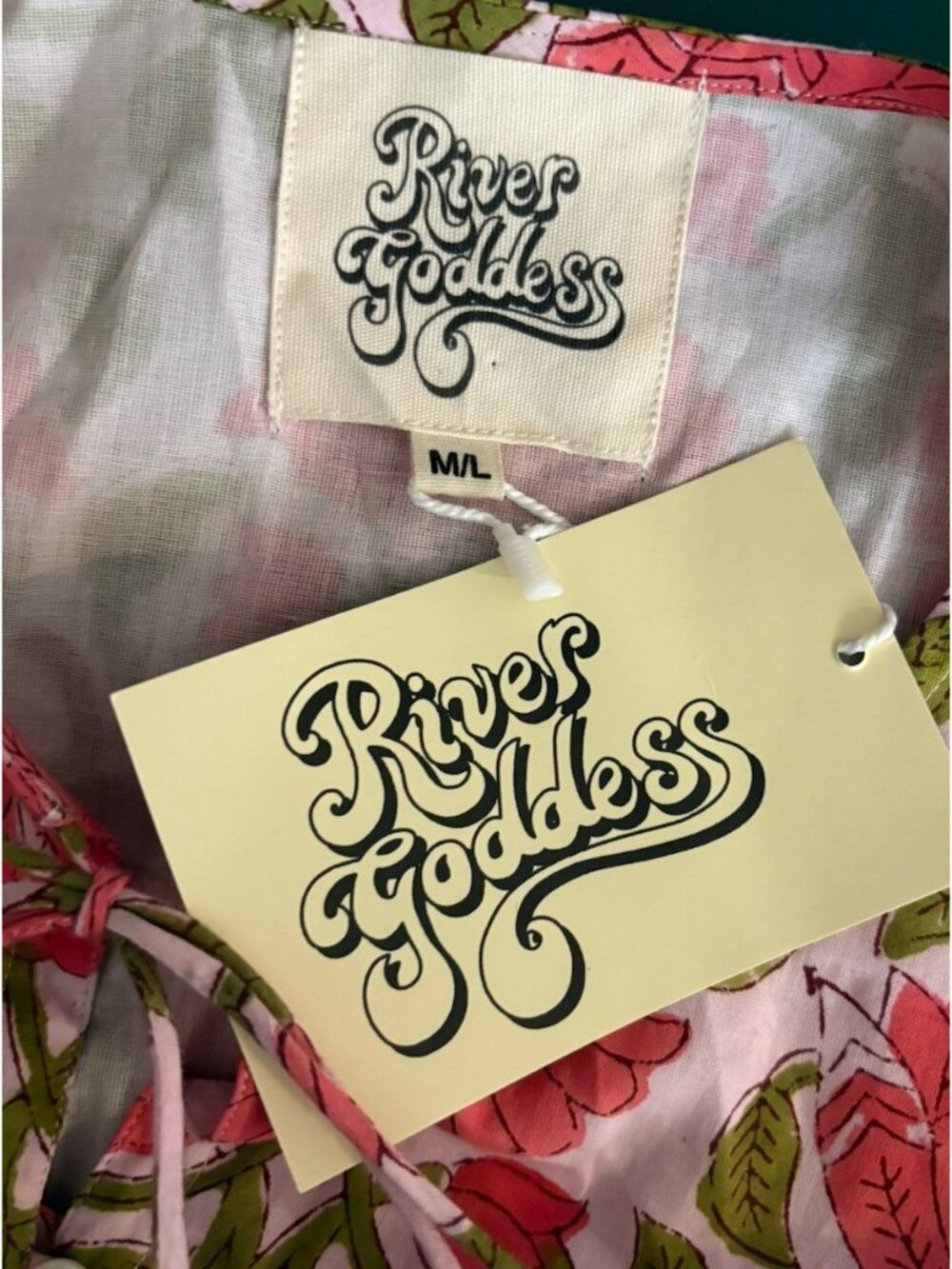 NWT RIVER GODDESS Womens M/L Neera Maxi Dress in Lotus Floral Print - Picture 6 of 9